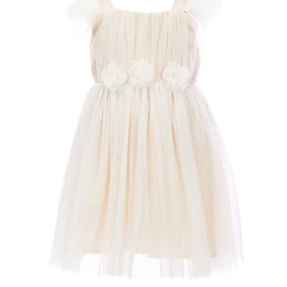 Popatu Cream Tulle Kids Formal Dress. Worn once and dry cleaned. Like new